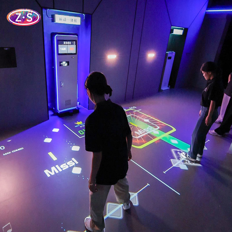 Portable All-in-One Coin Operated Interactive Floor Projector for Public Spaces