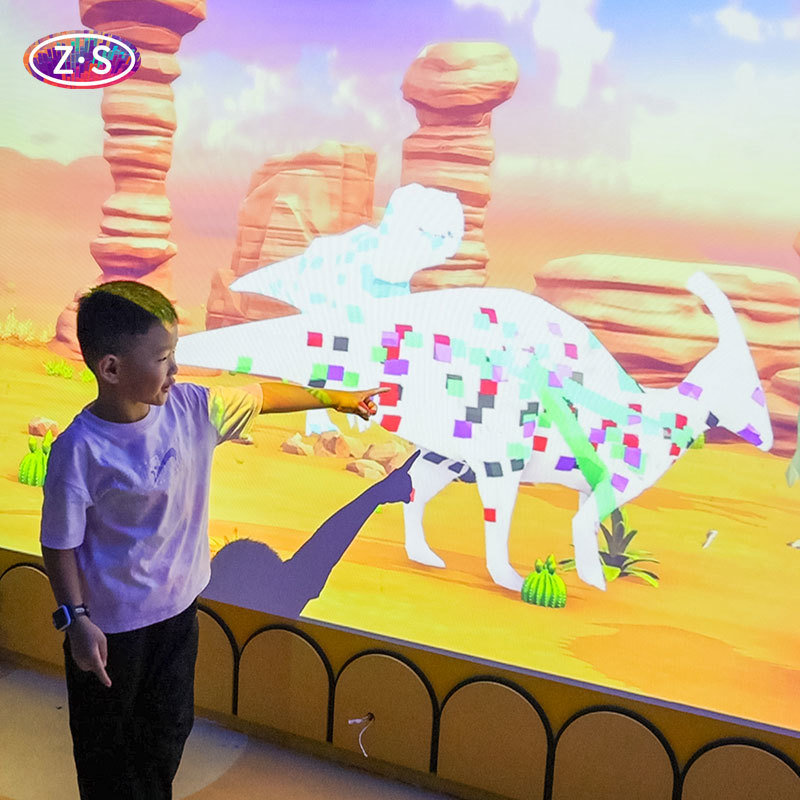 Science Center Digital Exhibit with Interactive Coloring Wall for Curiosity Play