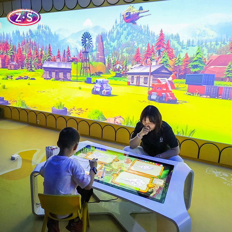 Pediatric Play Area Interactive Coloring Wall with 10 Self-Developed Animal Games