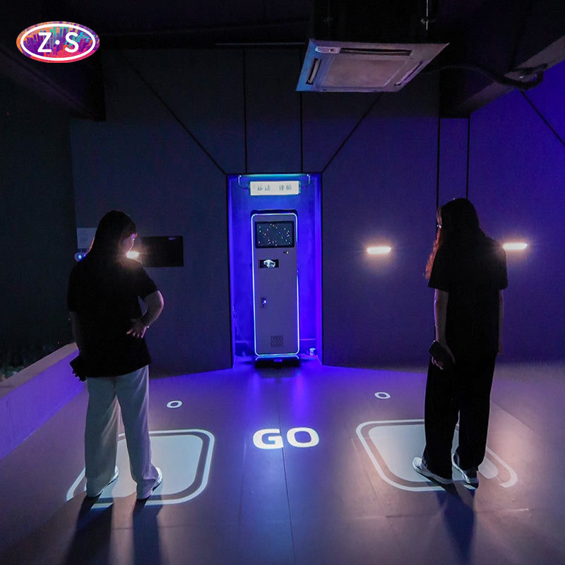 Portable All-in-One Coin Operated Interactive Floor Projector for Public Spaces