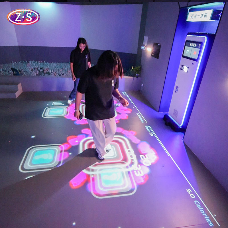 Portable All-in-One Coin Operated Interactive Floor Projector for Public Spaces