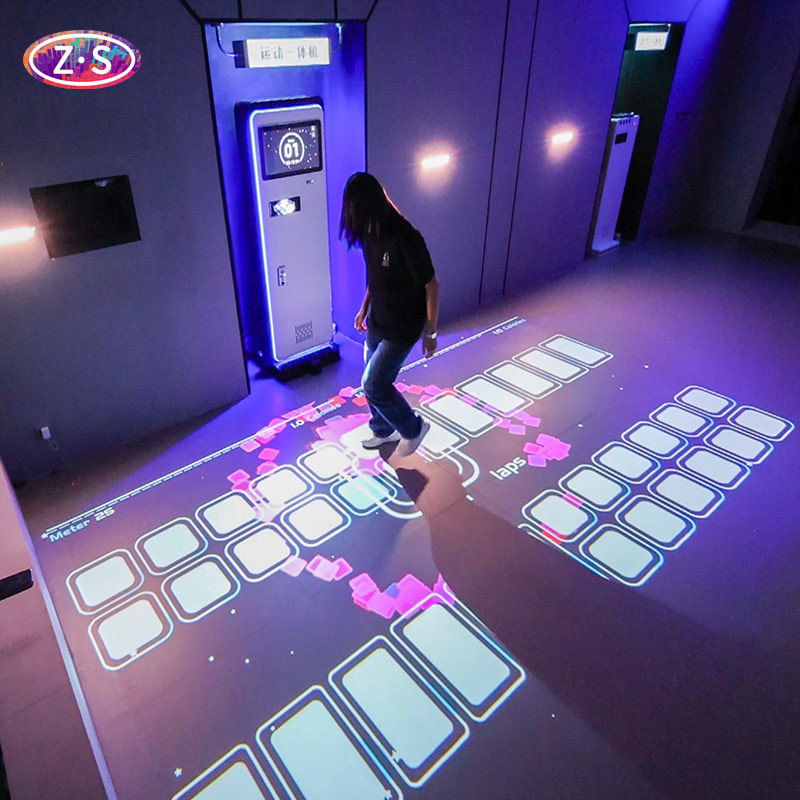 Compact Coin Operated Interactive Floor Projection System for Commercial Use