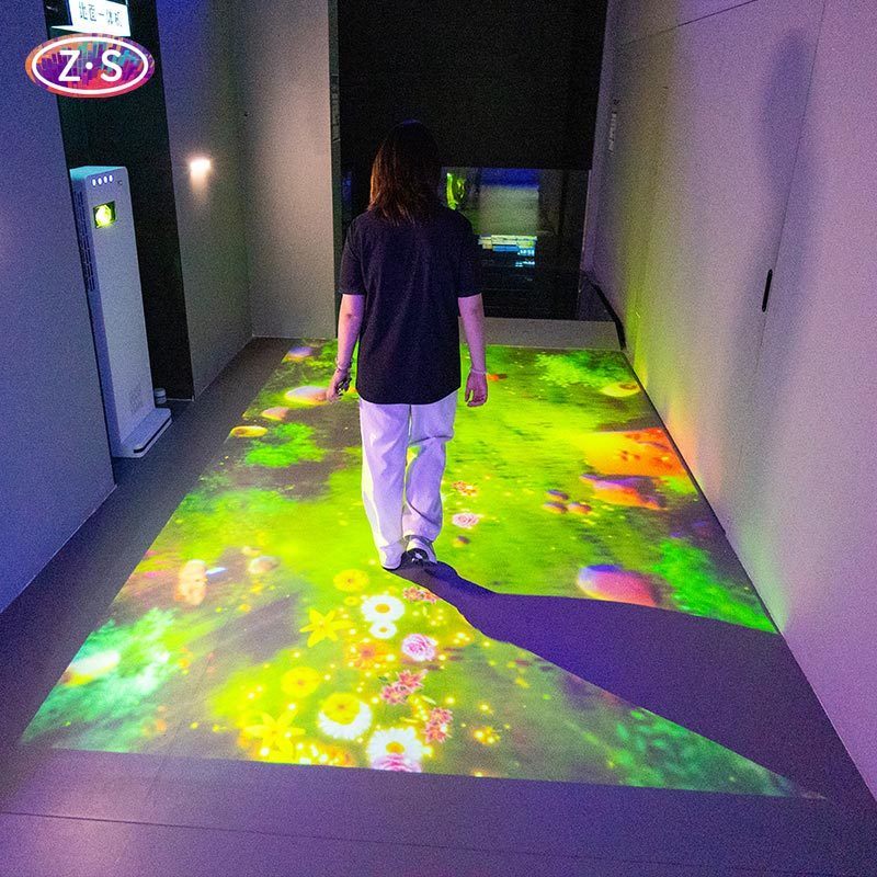 Mobile Floor Projector Interactive System Real Time Data Display For Kids Fun Lounge