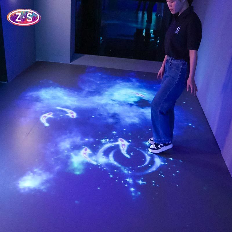 Mobile Floor Projector Interactive System Real Time Data Display For Kids Fun Lounge