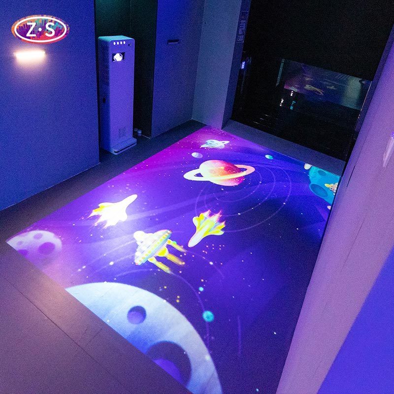 Multi User Interaction All In One Interactive Floor Projector Real Time Feedback