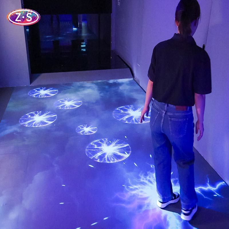Mobile Floor Projector Interactive System Real Time Data Display For Kids Fun Lounge