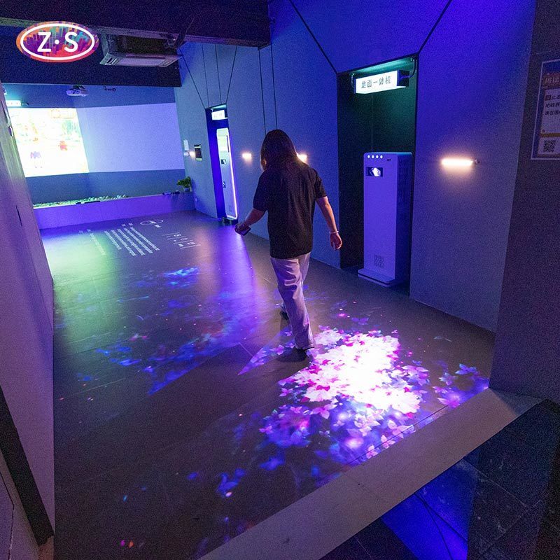 Multi User Interaction All In One Interactive Floor Projector Real Time Feedback