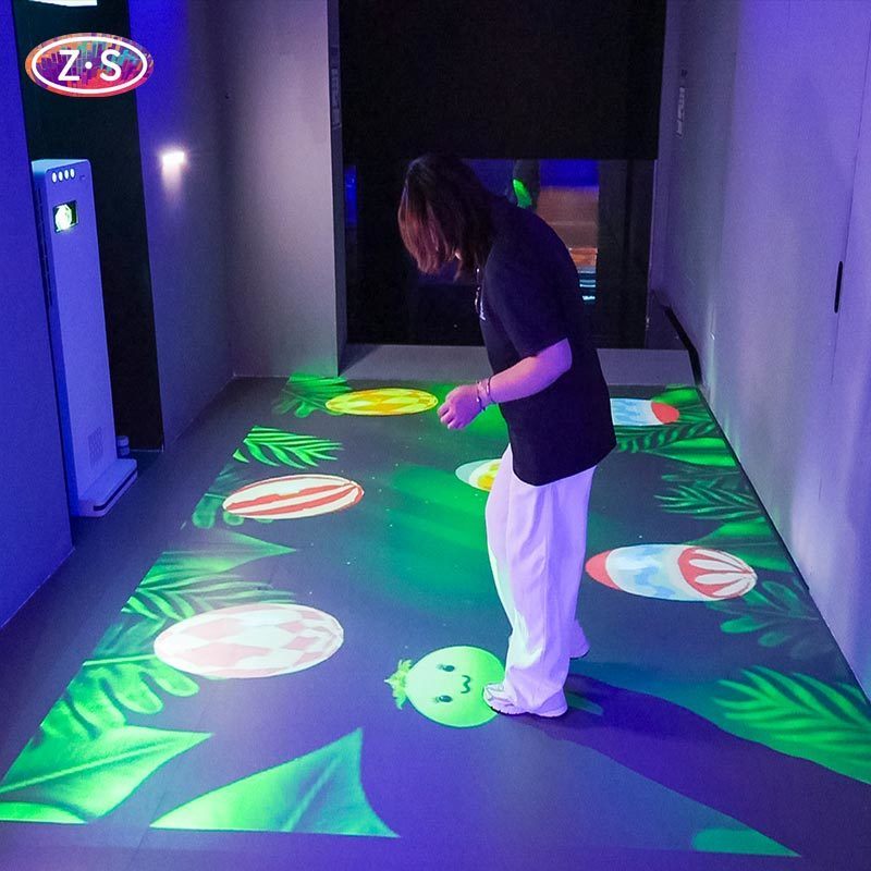 Portable Entertainment System Interactive Floor Projector With Interactive Game Library