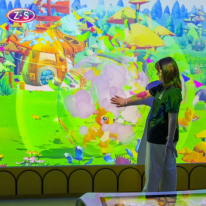 Theme Park Attraction Featuring Interactive Coloring Game for Wall Play