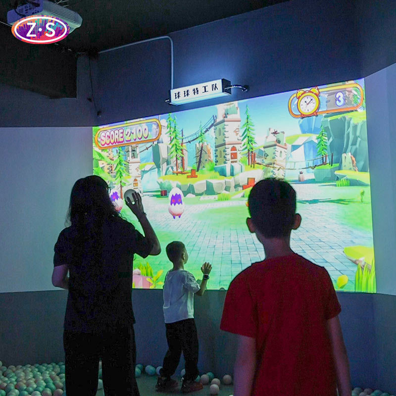 Immersive Interactive Wall Projection Digital Throw Ball Games With Auto Scoring