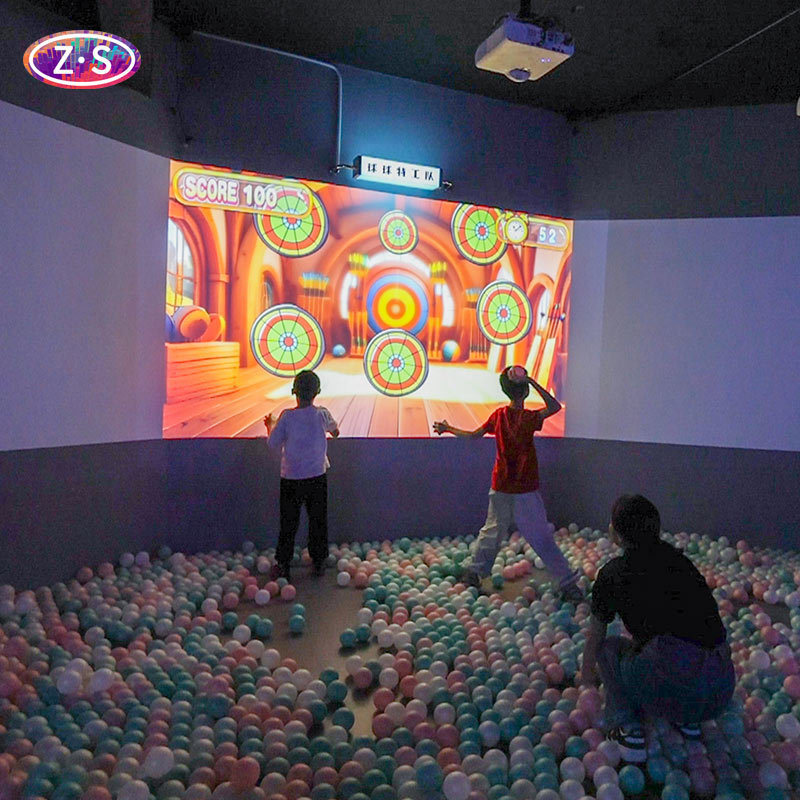 Immersive Projection Game Interactive Ball-Throwing Wall With Colorful Effects