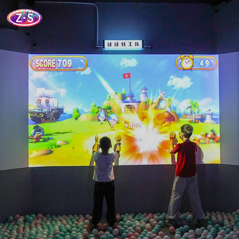 Immersive Projection Game Interactive Ball-Throwing Wall With Colorful Effects