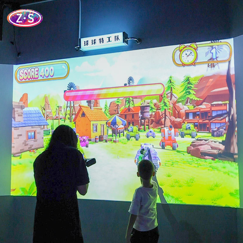 Colorful Visuals Interactive Wall Projection Game for Children Play Spaces