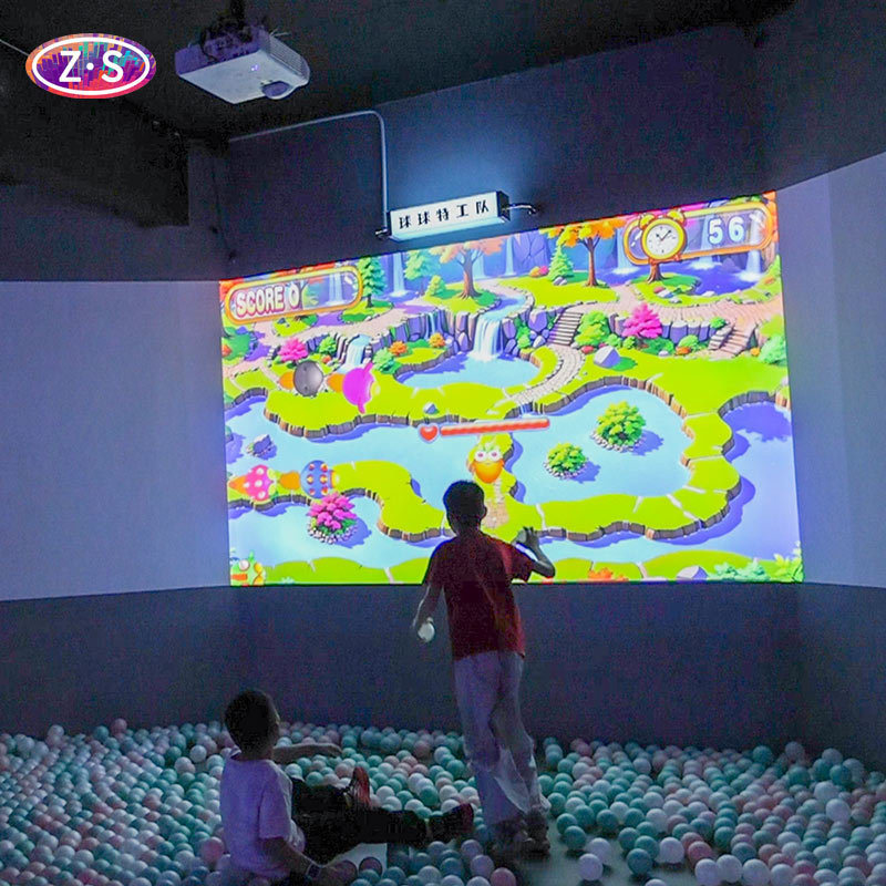 Immersive Interactive Wall Projection Digital Throw Ball Games With Auto Scoring