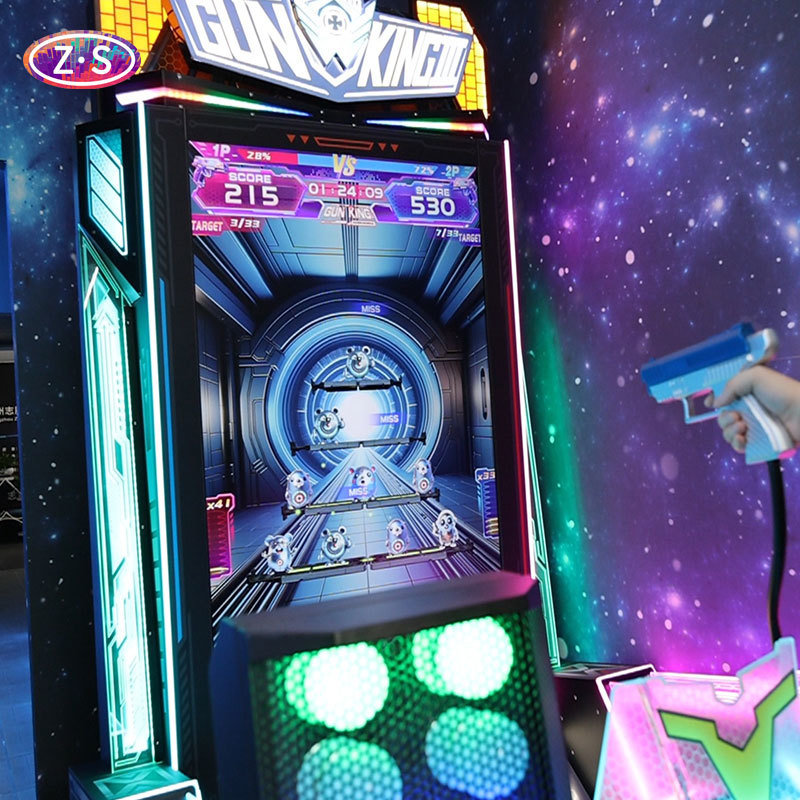 Interactive Arcade Game Attraction for Kids and Adults with Real Gun Recoil Experience