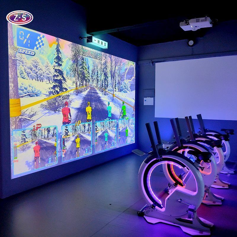स्मार्ट इनडोर साइकिल खेल एआर वॉल प्रोजेक्शन साइकिल सिम्युलेटर क्लिफ योद्धा रेस