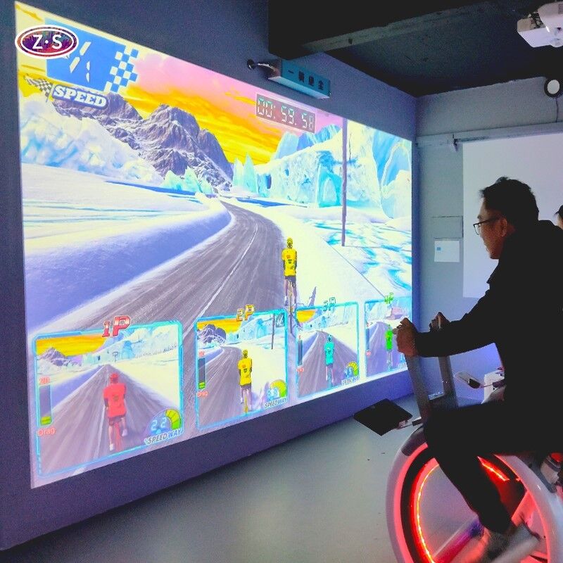 Jogo de Ciclismo com Projeção Imersiva em Parede AR Simulador de Bicicleta AR para Parquinho