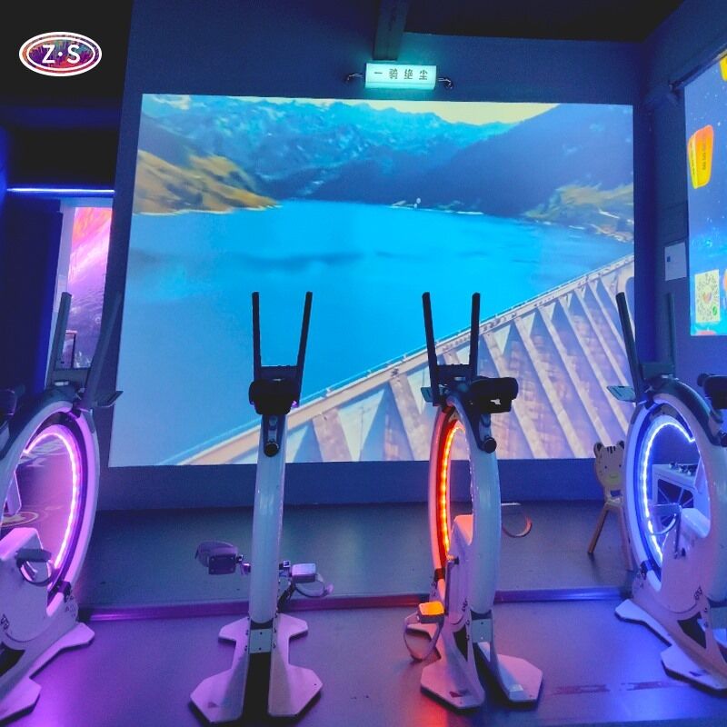 Multiplayer Wall Projection Racing Fitness AR Bicycle Simulator Solution