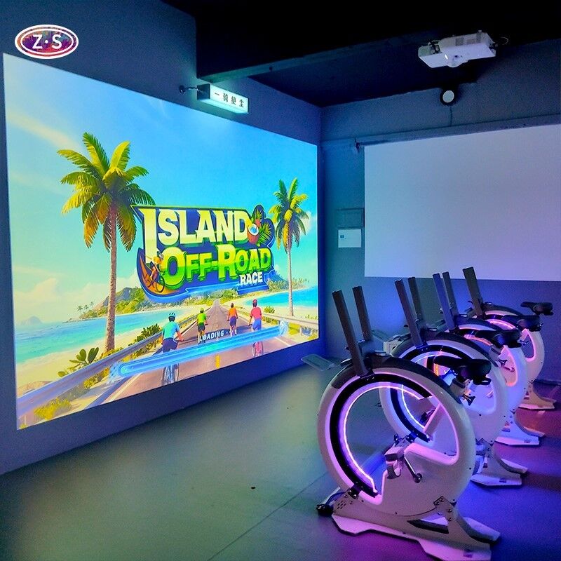 Commercial AR Wall Projection Sports Game AR Bicycle Simulator for Theme Parks