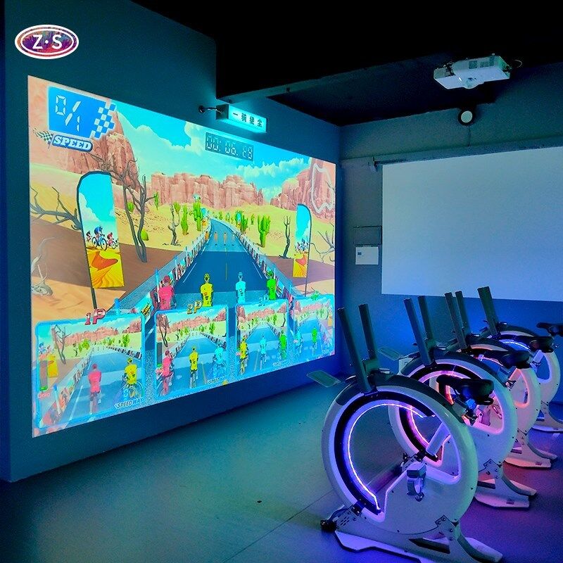इंडोर साइकिल मनोरंजन वॉल प्रोजेक्शन दृश्य एआर साइकिल सिम्युलेटर