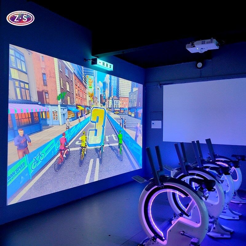 Commercial AR Wall Projection Sports Game AR Bicycle Simulator for Theme Parks