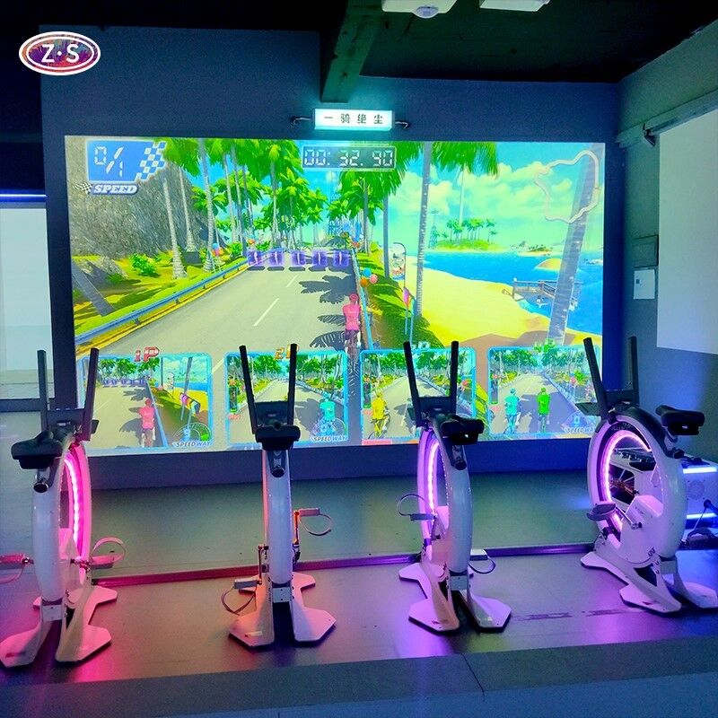 Snowy Speed Race Interactive Wall Projection Fitness Game AR Bicycle Simulator