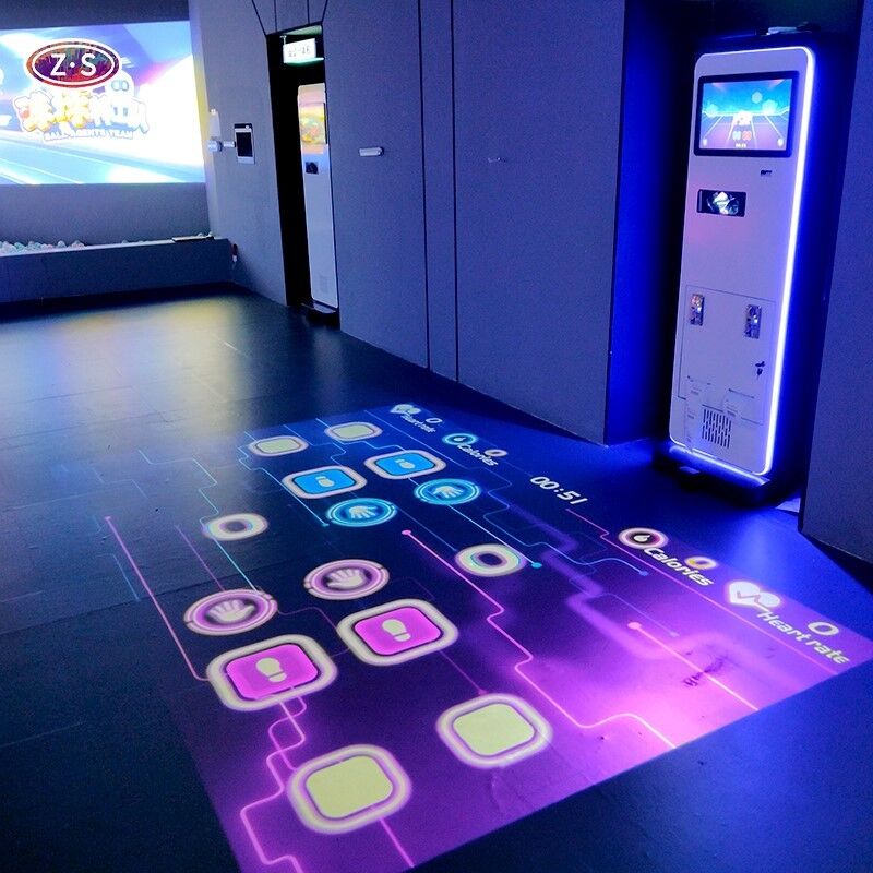 Gamified Fitness Training Interactive System Mobile Floor Projector For Play Centers