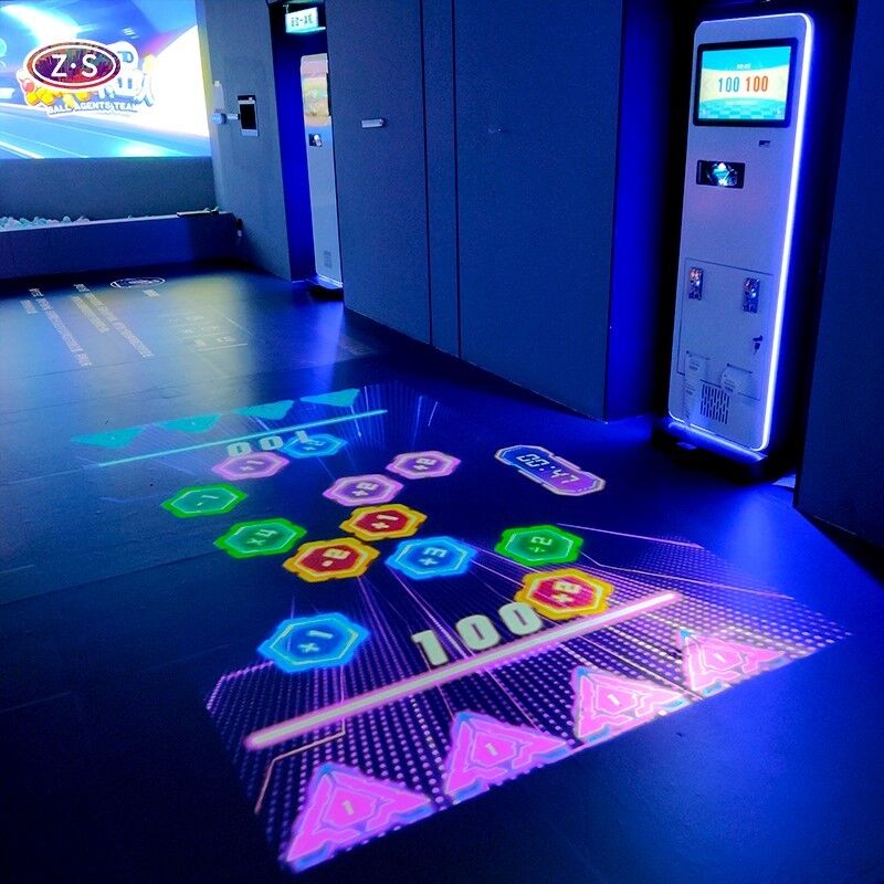 All In One Dynamic Fitness Game System Mobile Floor Projector For Commercial Center