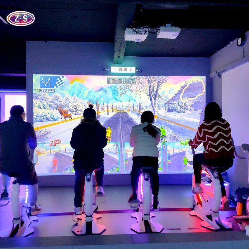 High Traffic Turnkey Solution Fitness Attraction Platform Indoor AR Bike Race Gameplay