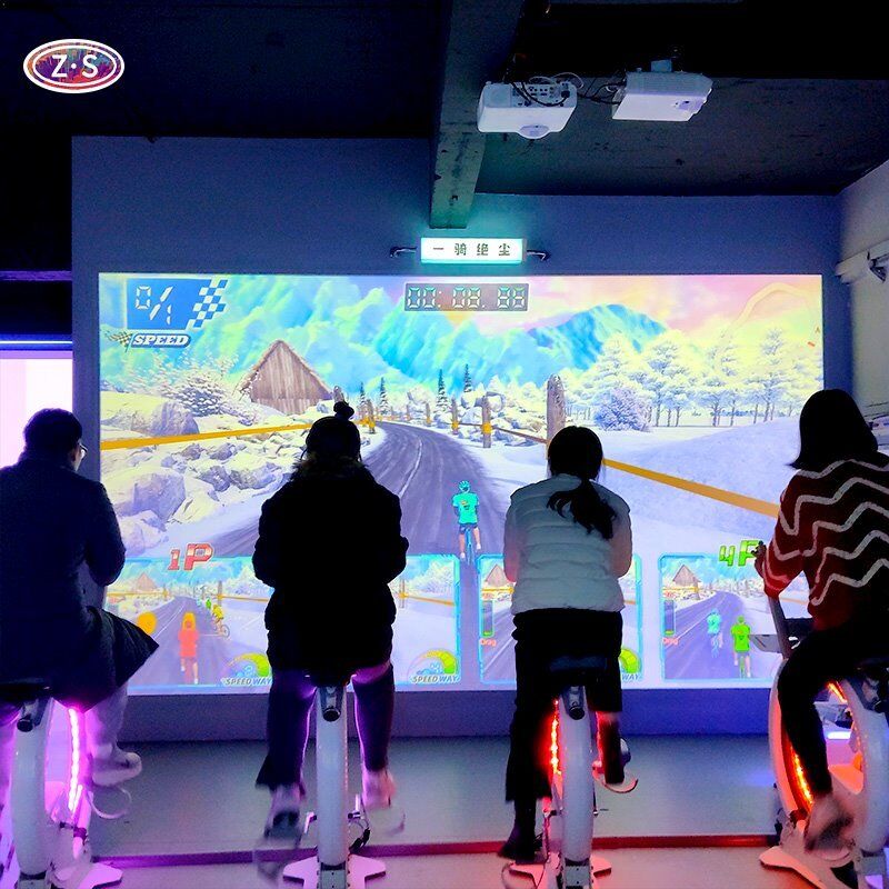 High Engagement Fitness Attraction Indoor Multiplayer AR Bike Race Racing System