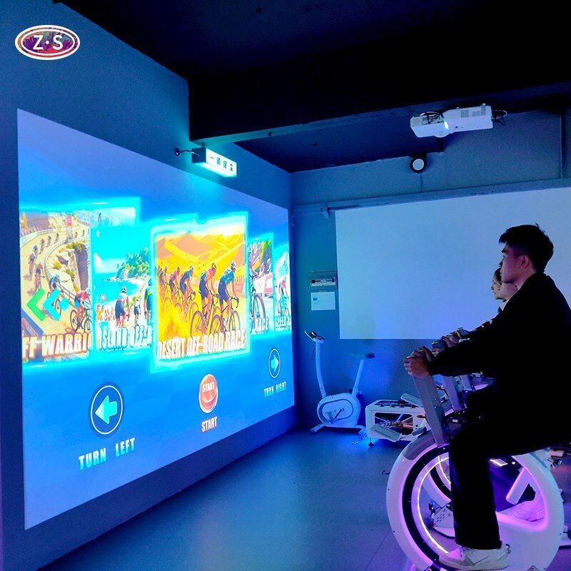 Indoor Attraction Solution AR Bike Race Simulated Real-World For Public Venues