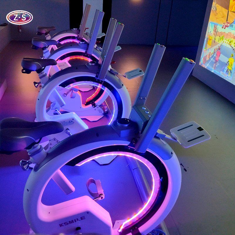 High Traffic Turnkey Solution Fitness Attraction Platform Indoor AR Bike Race Gameplay