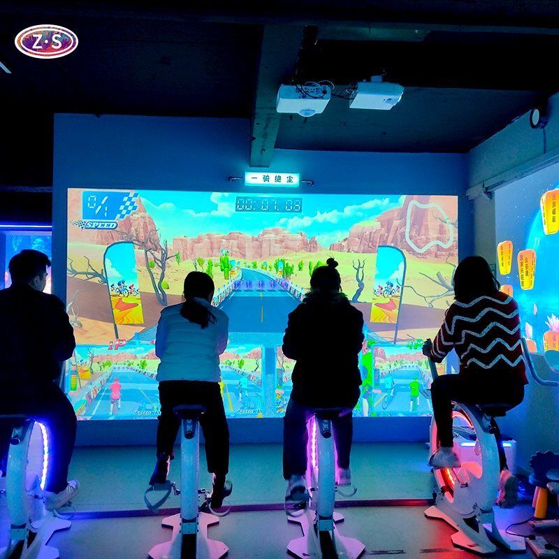 Interactive AR Projection Cycling System Indoor AR Bike Race For Group Ride