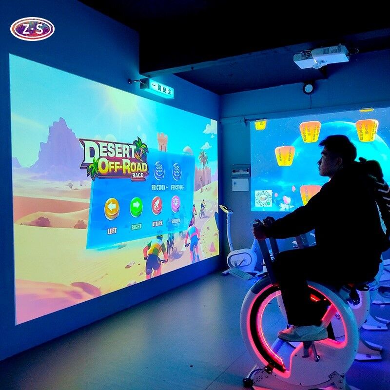 Commercial Fitness Entertainment Projection Solution Indoor AR Bike Race Technology