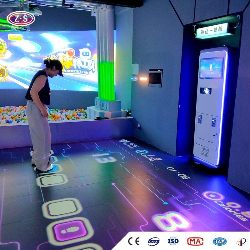 Gamified Fitness Training Interactive System Mobile Floor Projector For Play Centers