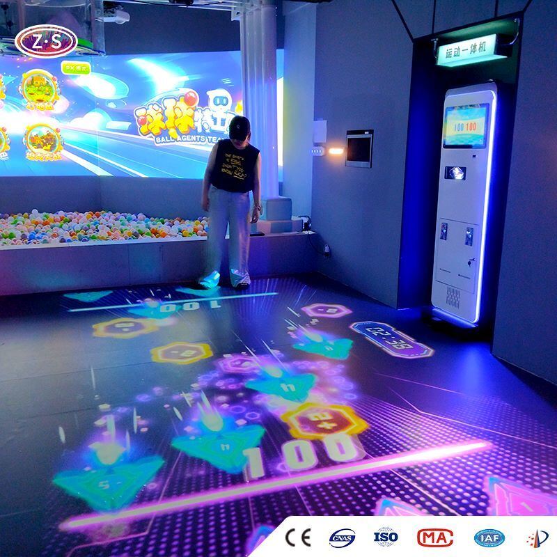 Dynamic Sports Challenge Arcade Machine Mobile Floor Projector For Mall Attraction