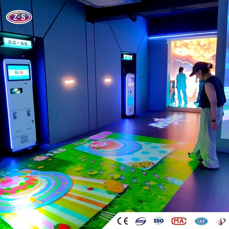 Motion Sensing Fitness Gaming Solution Mobile Floor Projector For Commercial Playground