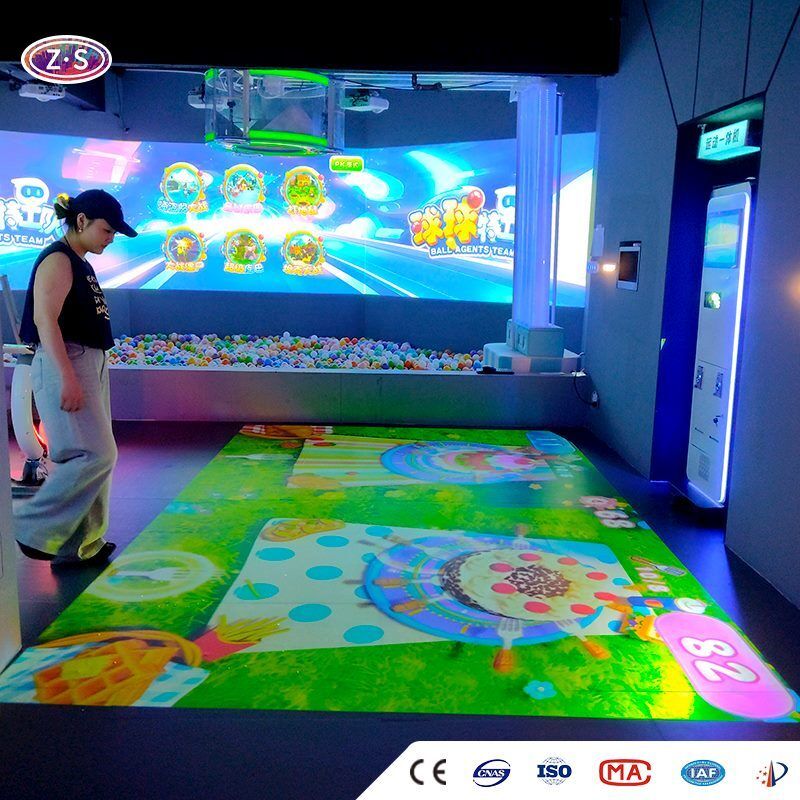 Coin Operated Interactive Floor Projector For Shopping Mall Traffic Attraction System