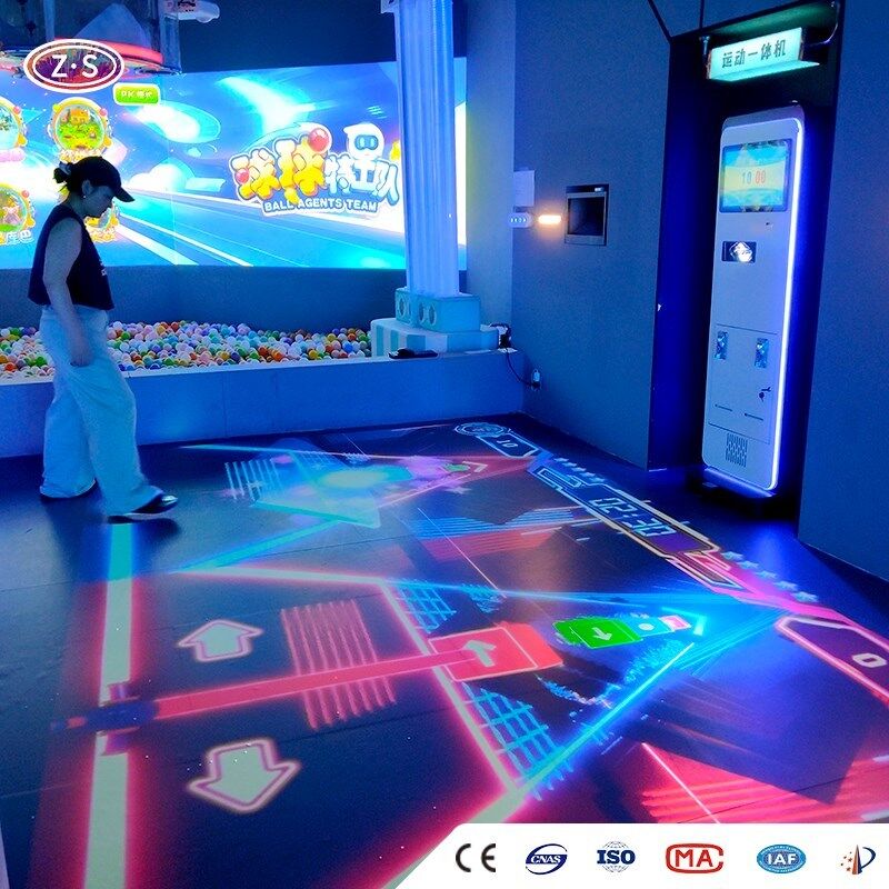Motion Sensing Fitness Gaming Solution Mobile Floor Projector For Commercial Playground