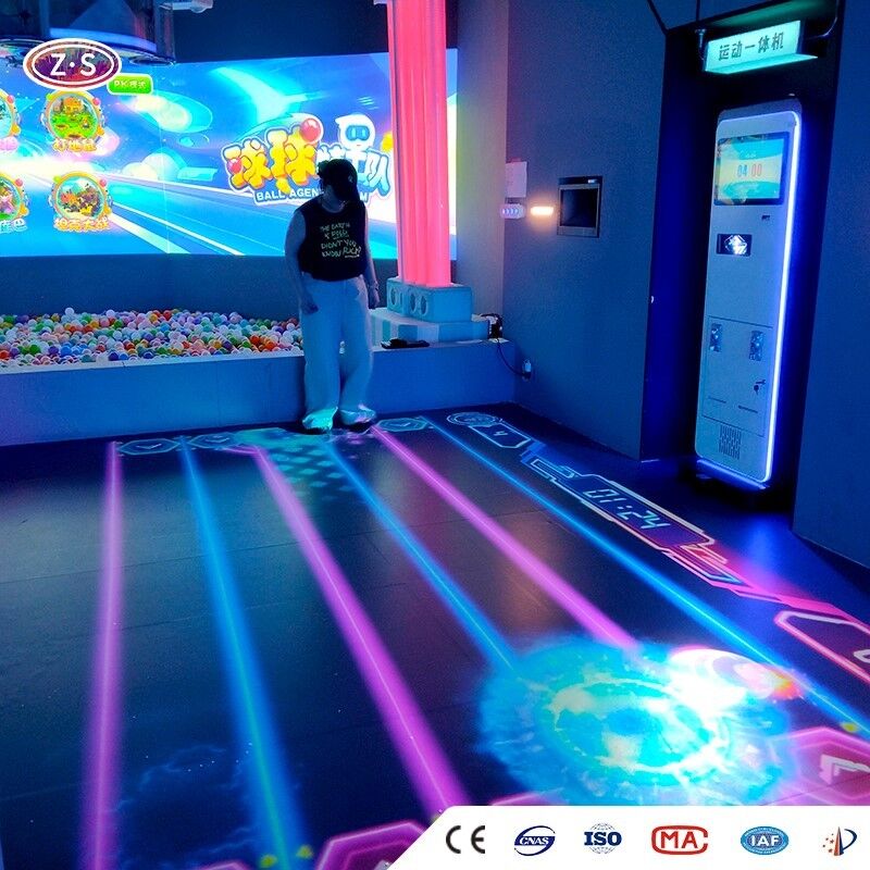 All In One Dynamic Fitness Game System Mobile Floor Projector For Commercial Center