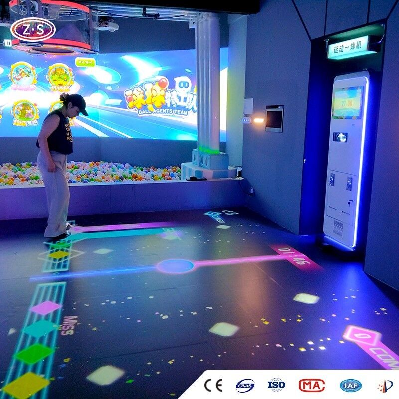 All In One Dynamic Fitness Game System Mobile Floor Projector For Commercial Center