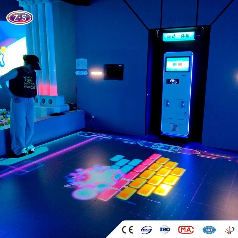 Motion Sensing Fitness Gaming Solution Mobile Floor Projector For Commercial Playground