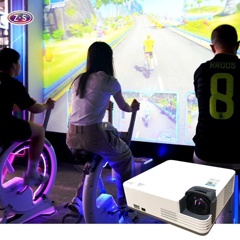 Commercial Immersive Cycling Attraction AR Bike Race Interactive Design 