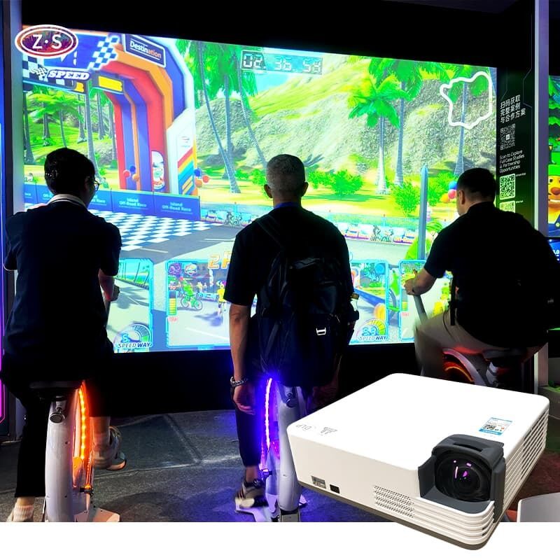 Modern Fitness Club Cardio Equipment Indoor Immersive AR Bike Race Experience