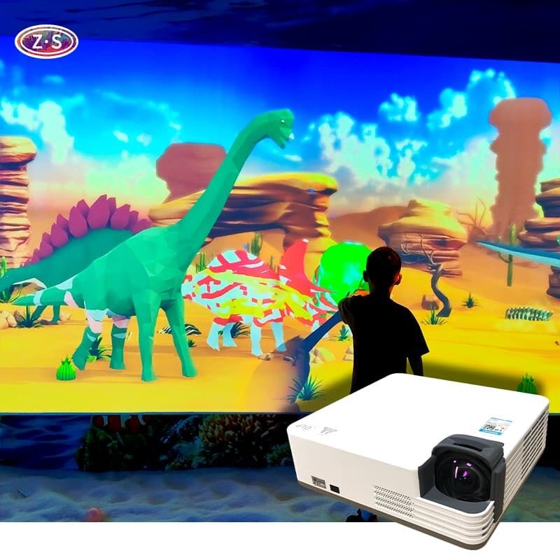 Theme Park Attraction Featuring Interactive Coloring Game for Wall Play
