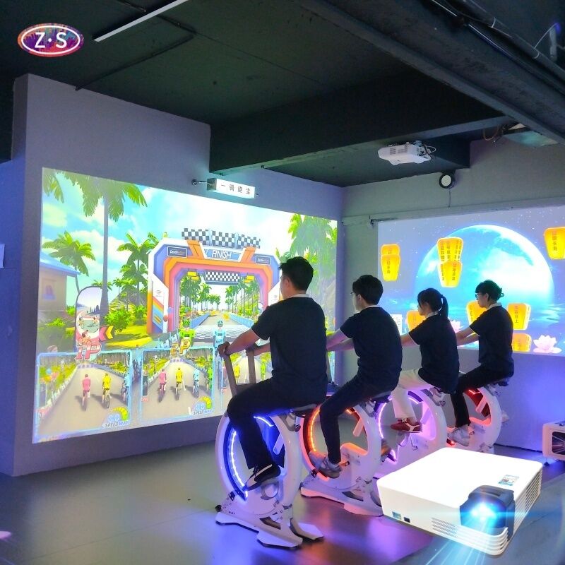 High Engagement Mall Entertainment Equipment Indoor AR Bike Race Projection 
