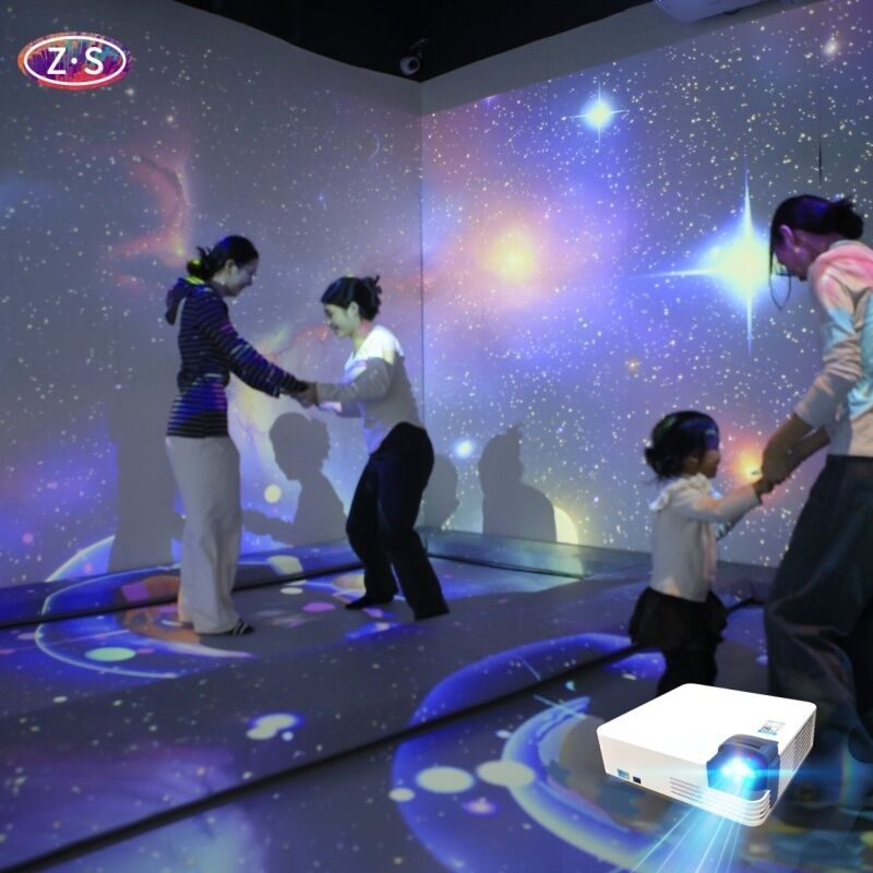 Interactive Trampoline Experience with Three Screen Immersive Projection Display